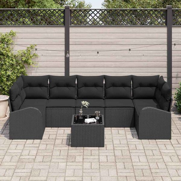 vidaXL Havesofa Sæt Sort 55 x 55 x 37 cm polyrattan