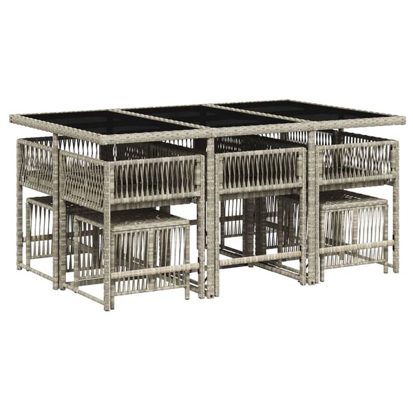 vidaXL lounges&aelig;t til haven 11 dele med hynder polyrattan lysegr&aring;