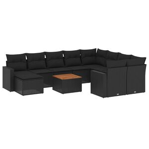 vidaXL sofas&aelig;t til haven 11 dele med hynder polyrattan sort