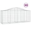 vidaXL buede gabionkurve 8 stk. 200x50x80/100 cm galvaniseret jern