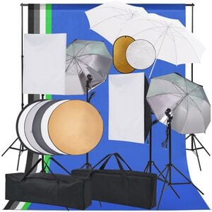 vidaXL fotostudies&aelig;t m. softbox-lamper, paraplyer, baggrund, reflektor
