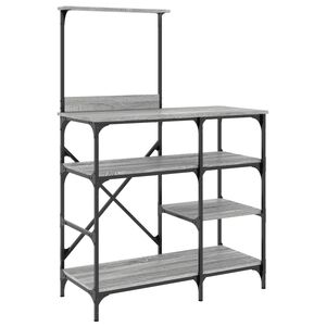 vidaXL k&oslash;kkenreol 90x40x132 cm konstrueret tr&aelig; og metal gr&aring; sonoma-eg