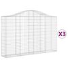 vidaXL buede gabionkurve 3 stk. 200x30x120/140 cm galvaniseret jern