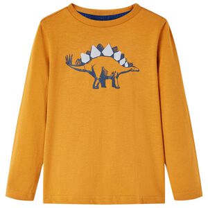 vidaXL Lang&aelig;rmet T-shirt til b&oslash;rn str. 92 okkergul