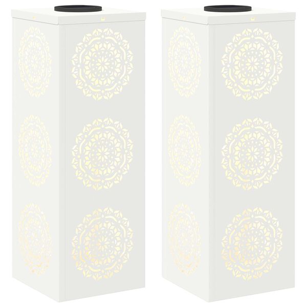 vidaXL Solar LED sti lys 2 pcs Hvid Koldvalset St&aring;l