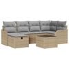 vidaXL Havesofa S&aelig;t 7 stk. 6-Antal s&aelig;der Beige og lys gr&aring; polyrattan