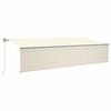 vidaXL markise m. rullegardin+LED+vindsensor 6x3 m auto cremefarvet