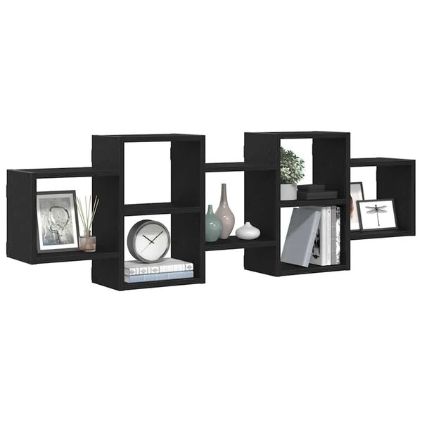 vidaXL v&aelig;ghylde 129x18x42 cm konstrueret tr&aelig; sort egetr&aelig;sfarve