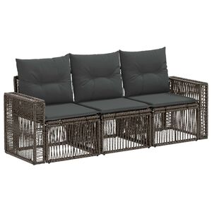 vidaXL Havesofa S&aelig;t 3 stk. Gr&aring; og M&oslash;rkegr&aring; polyrattan