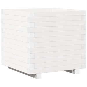 vidaXL plantekasse 50x50x49,5 cm massivt fyrretr&aelig; hvid