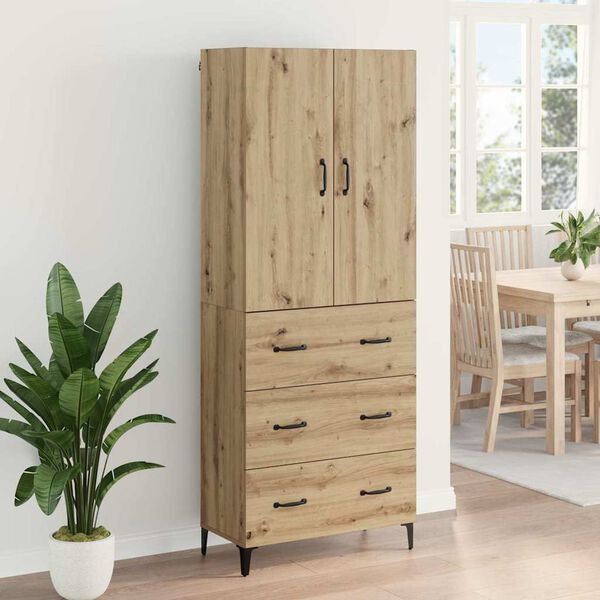 vidaXL Highboard Artisan Egetr&aelig; 69,5 x 34 x 180 cm Konstrueret tr&aelig;
