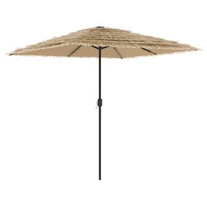 vidaXL haveparasol med LED-lys og st&aring;lstang 248x248x248 cm brun
