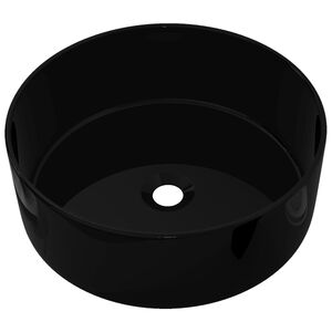 vidaXL h&aring;ndvask keramik rund sort 40 x 15 cm