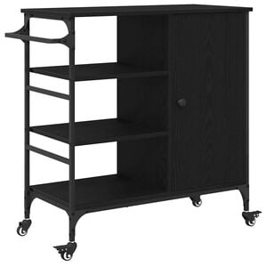 vidaXL K&oslash;kkenvogn Sort eg 87.5 x 39 x 84.5 cm Konstrueret tr&aelig;