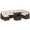 vidaXL Havesofa S&aelig;t med pude med opbevaring 9 pcs Brun Poly rattan