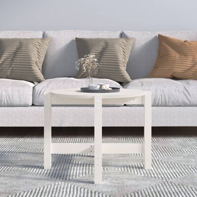 vidaXL sofabord Ø 62,5x45 cm massivt fyrretræ hvid