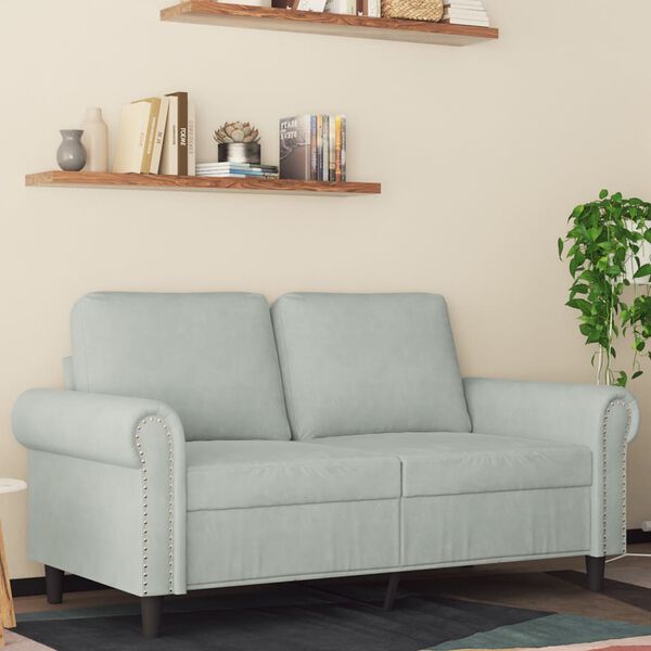 vidaXL 2-personers sofa 120 cm velour lysegr&aring;