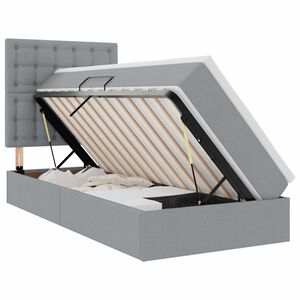 vidaXL Seng med opbevaring og LED Lysegr&aring; 90 x 190 cm Polyester