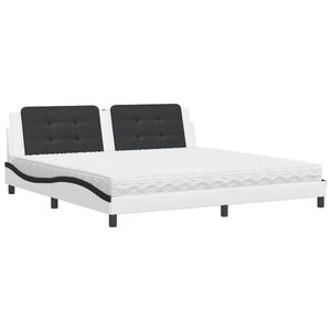 vidaXL seng med madras Zadar 200x200 cm kunstl&aelig;der hvid og sort