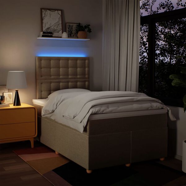 vidaXL kontinentalseng med madras 120x190 cm stof cremefarvet