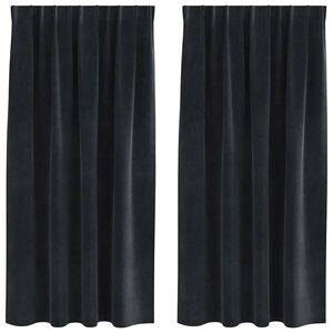 vidaXL M&oslash;rkl&aelig;gningsgardiner 2 pcs Sort 140 x 175 cm Fl&oslash;jl