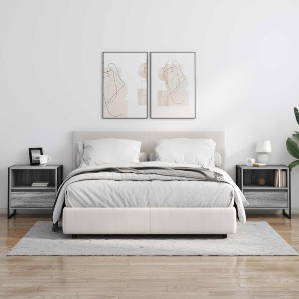 vidaXL Sengebord Gr&aring; Sonoma 50 x 39,5 x 50 cm Konstrueret tr&aelig;