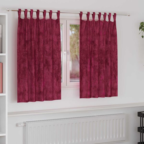 vidaXL Velour Gardiner med gardiner 2 pcs Vinrød 140 x 140 cm Fløjl