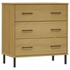 vidaXL sk&aelig;nk med 3 skuffer OSLO 77x40x79,5 cm massivt tr&aelig; brun