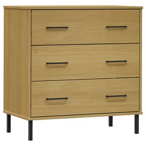 vidaXL sk&aelig;nk med 3 skuffer OSLO 77x40x79,5 cm massivt tr&aelig; brun