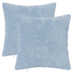 vidaXL Pudebetr&aelig;k 2 stk. HEERLEN Lysebl&aring; 35 x 35 cm Faux Kanin Pels