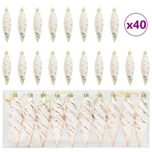 vidaXL Jule Spiral Formet Kugle 40 stk. champagnefarvet 3 x 11 cm
