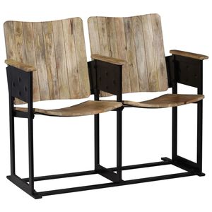 vidaXL 2-personers bænk massivt mangotræ og stål