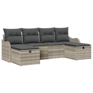 vidaXL Sofa S&aelig;t 6 stk. 6-personers Lysegr&aring; polyrattan