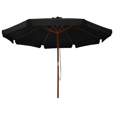 vidaXL udendørs parasol med træstang 330 cm sort