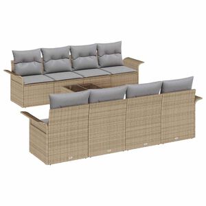vidaXL Havesofa S&aelig;t 9 pcs Beige Poly rattan
