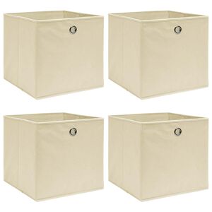 vidaXL opbevaringskasser 4 stk. 32x32x32 stof cremefarvet