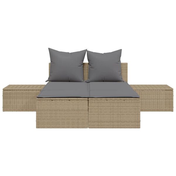 vidaXL solseng med hynder polyrattan beige