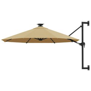 vidaXL v&aelig;gh&aelig;ngt parasol m. LED-lys 300 cm gr&aring;brun