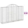 vidaXL buede gabionkurve 30 stk. 200x30x120/140 cm galvaniseret jern