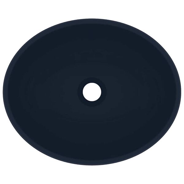 vidaXL luksuri&oslash;s h&aring;ndvask 40x33 cm keramisk oval mat m&oslash;rkebl&aring;