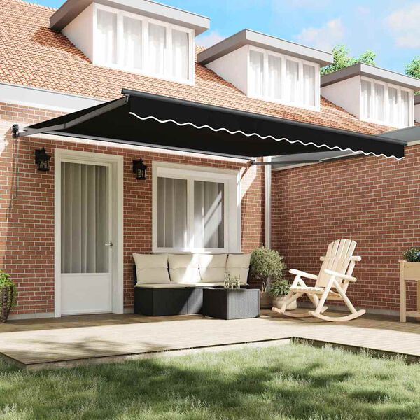 vidaXL Utr&aelig;kkelig Markise Sort 400 &times; 300 cm Polyester og Aluminium