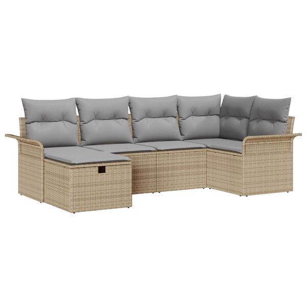 vidaXL Havesofa S&aelig;t med pude med opbevaring 6 pcs Poly rattan