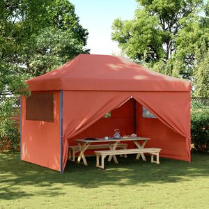 vidaXL foldbart pop-up festtelt med 4 sidev&aelig;gge terracotta