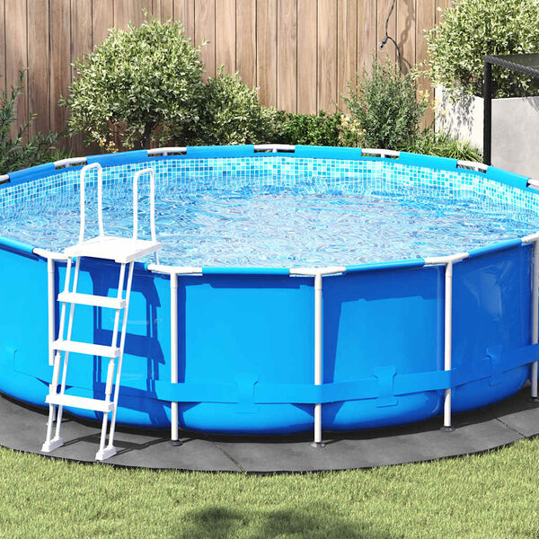 vidaXL poolunderlag &Oslash;366 cm polyester-geotekstil lysegr&aring;