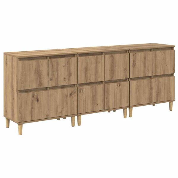 vidaXL Sideboards 3 pcs Artisan Egetr&aelig; 60 x 35 x 70 cm Konstrueret tr&aelig;