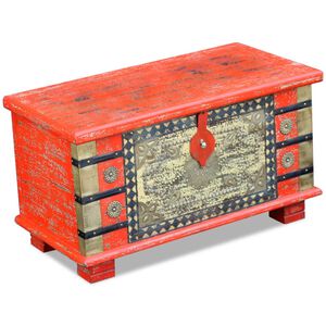 vidaXL Opbevaringskiste i mangotr&aelig; r&oslash;d 80x40x45 cm