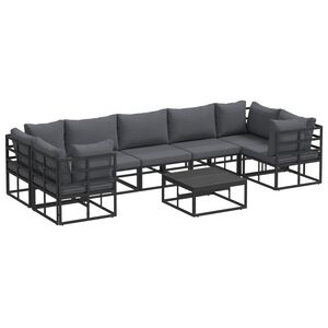 vidaXL Havesofa S&aelig;t med pude 8 pcs Sort Aluminium