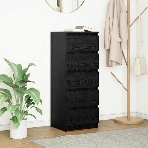 vidaXL sk&aelig;nk med skuffer 37,5x35x99 cm konstrueret tr&aelig; sort egetr&aelig;