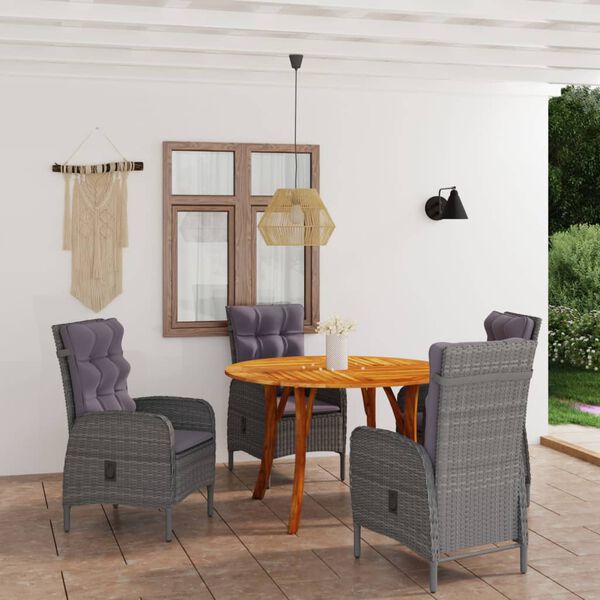 vidaXL spisebordssæt til haven 5 dele sort