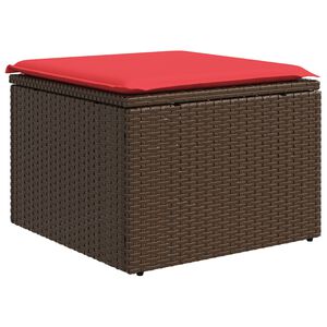 vidaXL haveskammel med hynde brun 55x55x37 cm polyrattan